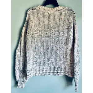 Joie Textured Chunky Knit V-Neck Sweater 100% Cotton Cozy Cottage Medium thumbnail 4