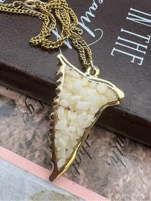 Shark Tooth Pendant Necklace Coastal Boho Style thumbnail 1
