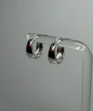 Silver color Stainless Steel Hoops Earrings thumbnail 2