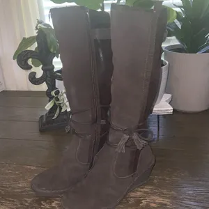 BareTraps Brown Over the Knee Brown Suede Fur Lined Wedge Boots Side Zipper 6M thumbnail 5