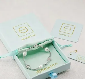 Enewton Cross Pearl Stretch Bracelet Set Gold Silver Beaded Stackable Wrist Jewelry Brand Pouch Hang Tag Included thumbnail 2