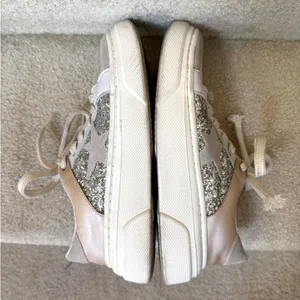 Pink Lily Silver Star Patch Glitter Platform Sneakers Silver Pink Womens Size‎ 8 thumbnail 5