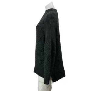 Anthropologie Women's Black Mock Neck Long Sleeve Knit Relaxed Sweater Top M thumbnail 2