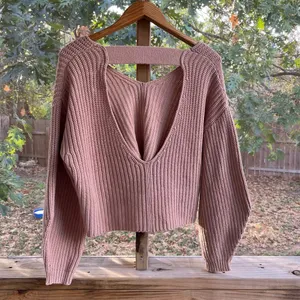 Urban Outfitters Avery Double V-Neck Sweater Tan Size S thumbnail 4