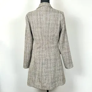 Lulus Double Breasted Tweed Coat Womens Medium Wool Blend‎ Brown Plaid Academia thumbnail 2