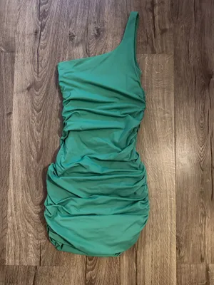Babaton Aritzia Green Dress Offshoulder thumbnail 2