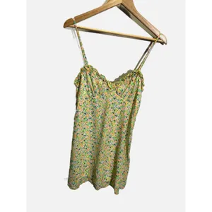 Wild Fable Womens Floral Mini‎ Dress Green Orange Pink Smocked Back M Cottage thumbnail 3