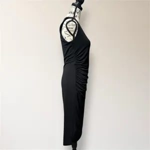 Honeylove InnerPower Shaping Midi Dress M Black Ruched Crepe Cocktail Attire NWT thumbnail 6