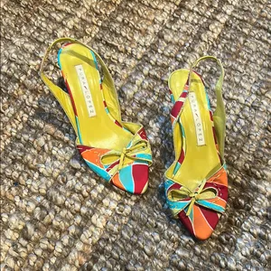 Pura Lopez 90s Vintage Pucci Inspired Sling Back Kitten Heels Size 36 thumbnail 3