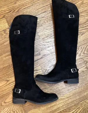 Suede over the knee boots. Black. Size 8 thumbnail 1