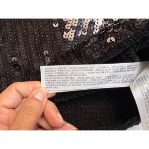 ZARA Sequin Pullover Top Black Cropped Long Sleeve Crew Neck Sweater Small thumbnail 5