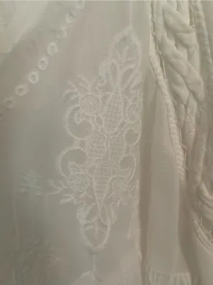 Free People Ivory V-Neck Button Front Lace Peasant Blouse thumbnail 2