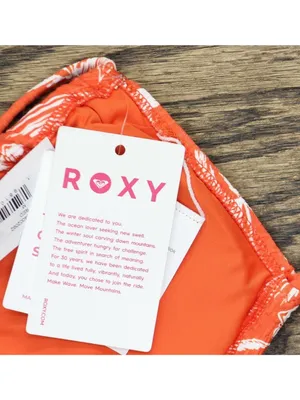 NWT Roxy Double Strap Triangle Bikini Top 434002092 Red Orange Palm M thumbnail 7