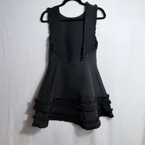 Alexis Black Ruffled Trim Sleeveless Open Back Fit & Flare Mini Dress Size L thumbnail 2