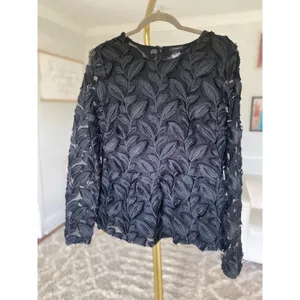 Ann Taylor Leaf‎ Sheer Blouse Lace Elegant Autumn Coquette Romantic Quiet Luxury thumbnail 2