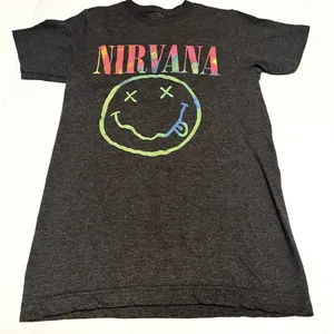 Nirvana Womens Size Small Grey Gray Short Sleeve Shirt Kurt‎ Cobain Grunge 90s thumbnail 1