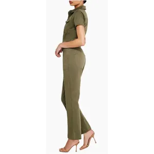Good American Fit For Success Denim Jumpsuit Olive Utility Straight Leg Size S thumbnail 4
