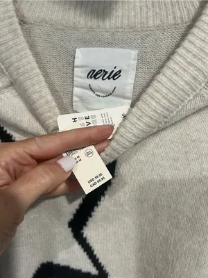 aerie Cream Sweater with Black Star Accents thumbnail 3