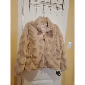 Urban Outfitters Light Pink Teddy Bear Zip Up Sherpa Fleece Women Size L Jacket thumbnail 2