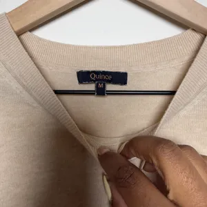 Quince Women Cotton Cashmere Sweater Medium Heather Oatmeal Crewneck Casual thumbnail 3