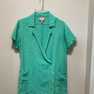 Show Me Your MuMu Teal Collared Top Size Small thumbnail 2