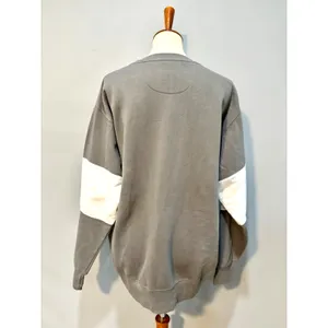 Oversized Softball Sweatshirt Gray White Colorblock Size Medium Pullover Comfy thumbnail 3