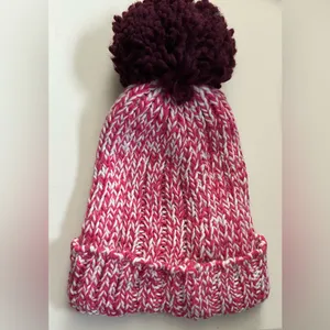 Aeropostale Women’s Pink & White Knit Pom Beanie & Scarf Set NWT thumbnail 5