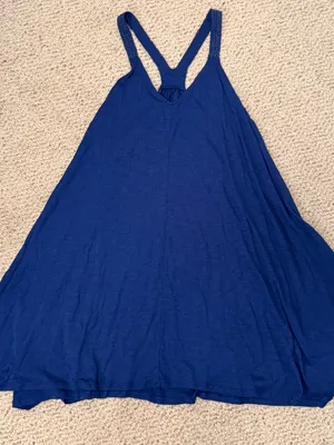 Maronie Royal Blue Swing Tank‎ Dress Small Crochet Strap Cotton Modal Boho thumbnail 2