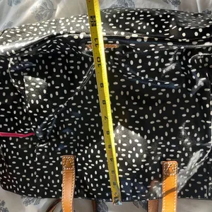 Fossil Large Waxed Leather‎ Shoulder Tote Zip Top Black Speckeled Bag thumbnail 7