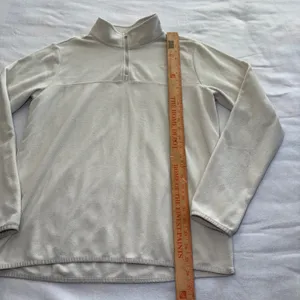The North Face Womens 100 Glacier 1/4 Zip Fleece Pullover Cream White Large thumbnail 3