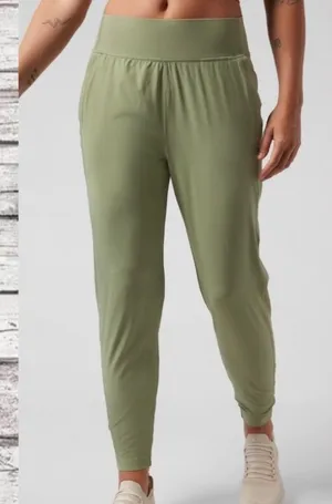 Athleta run with it safe Olive Green Women's Jogger Pants size large no flaws thumbnail 1