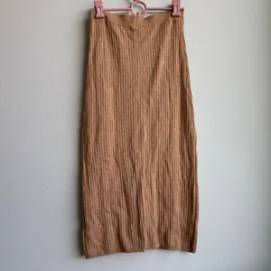 Free People Skyline Midi Maxi Straight Skirt Small Tan Brown Side Slit Stretch thumbnail 4