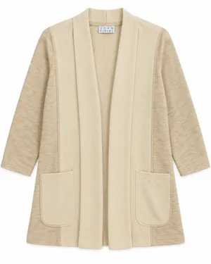 joan rivers regular double knit open-front 2-tone cardigan ecru xl thumbnail 1