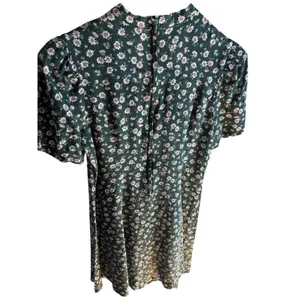 Vintage The Limited Green Floral Woven Mini Bodycon Dress Lace Trim Short Sleeve thumbnail 3