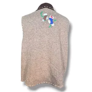 Vintage Christmas Sweater Vest XL Snowman Applique Wool Holiday Novelty Knit thumbnail 8