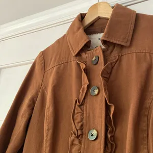 Anthropologie Tabitha Theodora Burnt Orange Rust Jacket Ruffle‎ Military Size 4 thumbnail 3