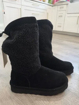 Bearpaw NWT Snuggle Murphy Platform Lo Boots Black Size 11W WIDE sherpa suede thumbnail 11
