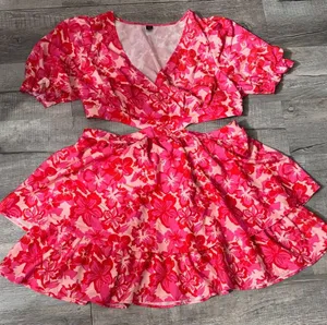 Vibrant Pink Floral Women's Casual Dress thumbnail 1