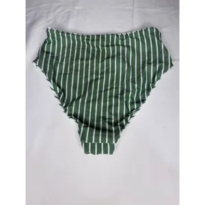 Womens Reversible Green White Vertical Stripe‎ High Waisted Bikini Set Size S thumbnail 5