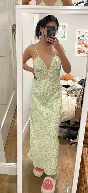 Cotton Candy LA Green floral maxi dress thumbnail 1