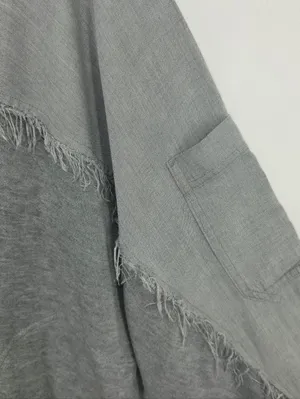 FP Movement by Windy Meadows Washed Gray Frayed Henley Hoodie thumbnail 10