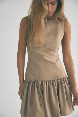Zara dress mini sleeveless pleated skirt bodycon casual bow corset thumbnail 11