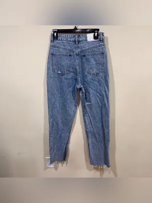 Meshki women’s straight leg light blue denim size 8 high rise raw hem thumbnail 6