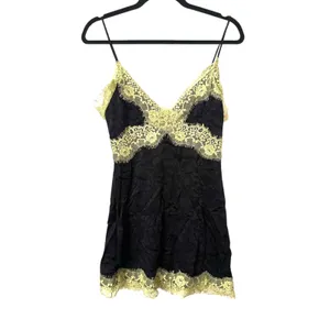 ALICE + OLIVIA Zaira Lace Trim Mini Dress Black/Lime Punch Sz 2‎ thumbnail 3
