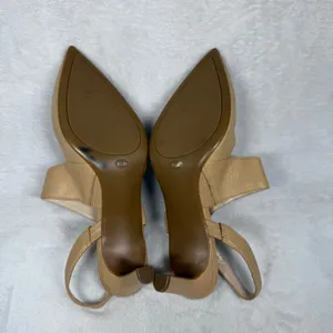 Calvin Klein Tan Leather Pointed Toe Slingback Asymmetrical Strap Heels 9.5‎ thumbnail 12
