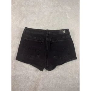 american eagle hi‎ rise shortie black shorts size 12 AEO denim x4 thumbnail 6