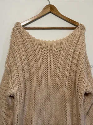 Free People Be There Chunky Knit Sweater Size Small Beige Oversized Neutral thumbnail 5