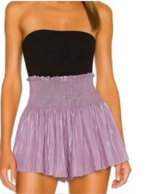 Queen of Sparkles Smocked Waist Lilac‎ Mini Shorts Size XS thumbnail 6