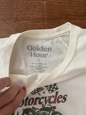 PacSun NWOT Golden Hour motorcycle parts and service graphic cropped baby tee thumbnail 2