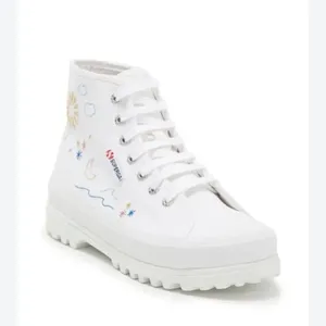 Superga White & Blue Embroidered Accent Alpina Plao Hightop Sneakers.(Size 7.5) thumbnail 2